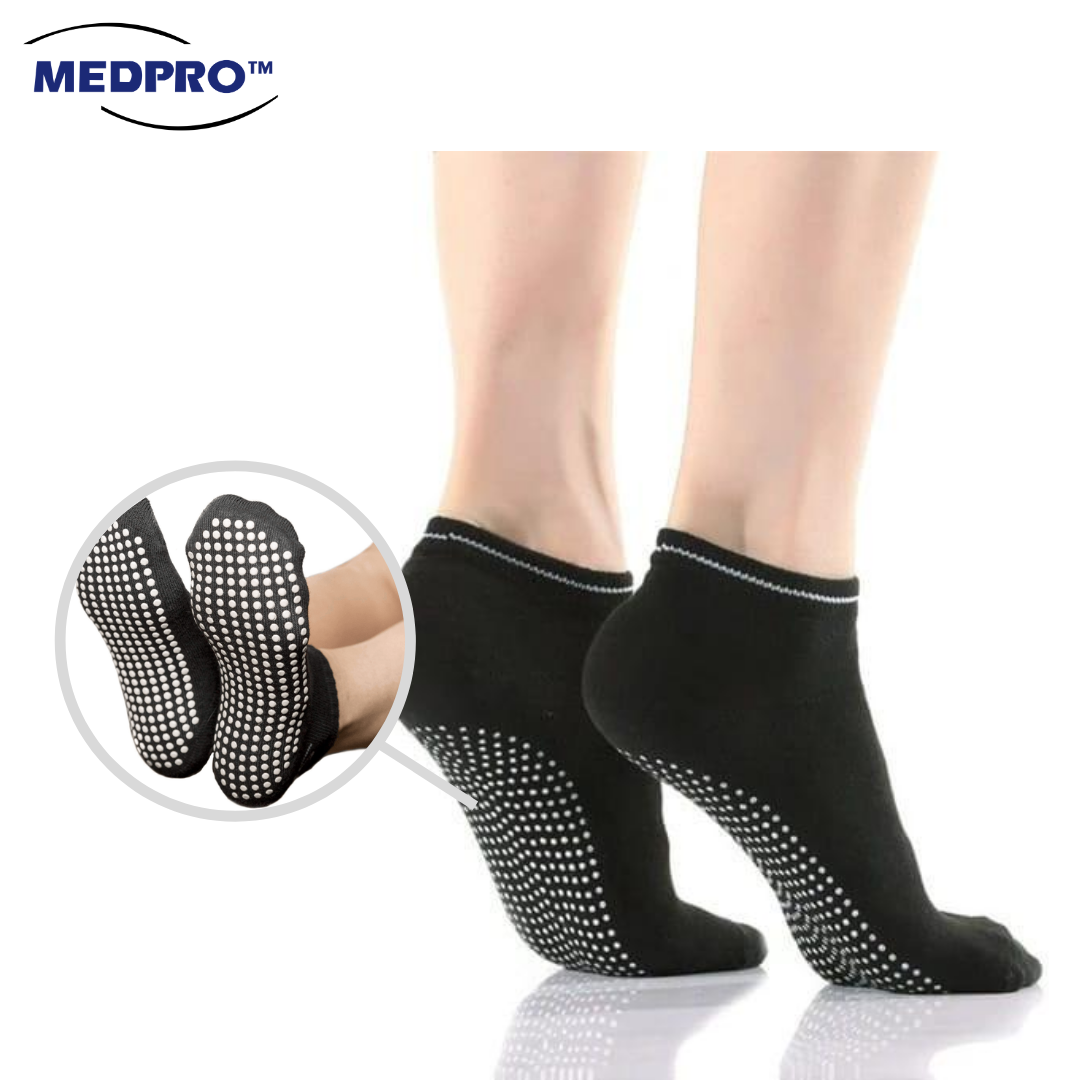 MEDPRO™ - Adults Anti-Slip Socks, Unisex, High Quality Cotton (Black) - BW  Generation Adult Diapers