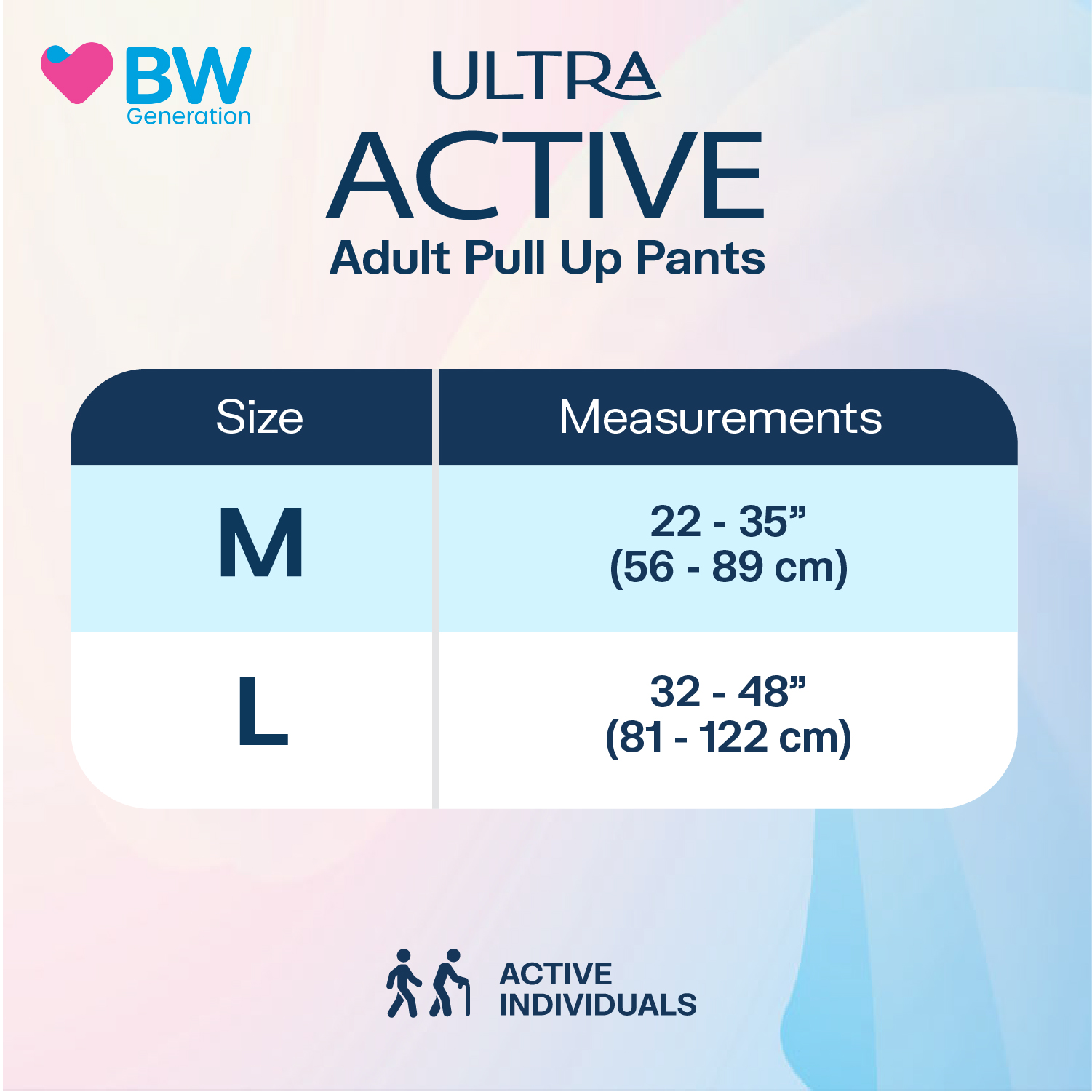 BW Ultra Active Pull Up Adult Pants (Active Use) - M & L